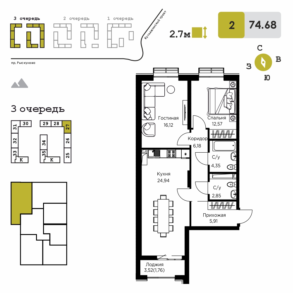 74.68 м²